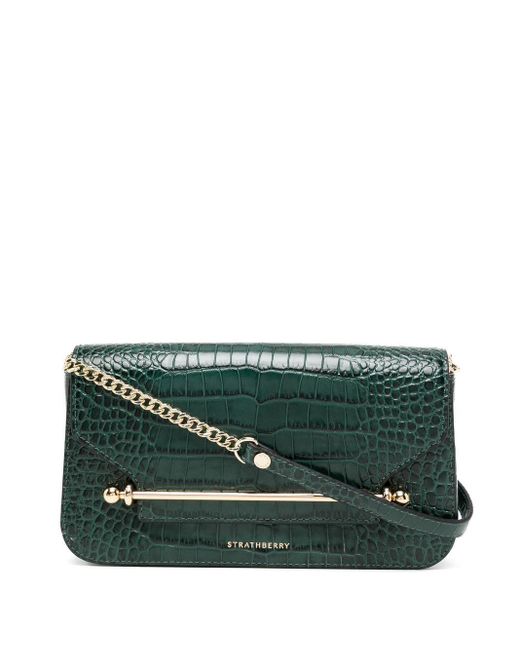 Strathberry Leather Crocodileeffect Crossbody Bag in Green Lyst Canada