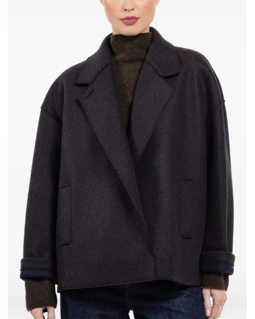 Harris Wharf London Blue Herringbone-Pattern Jacket