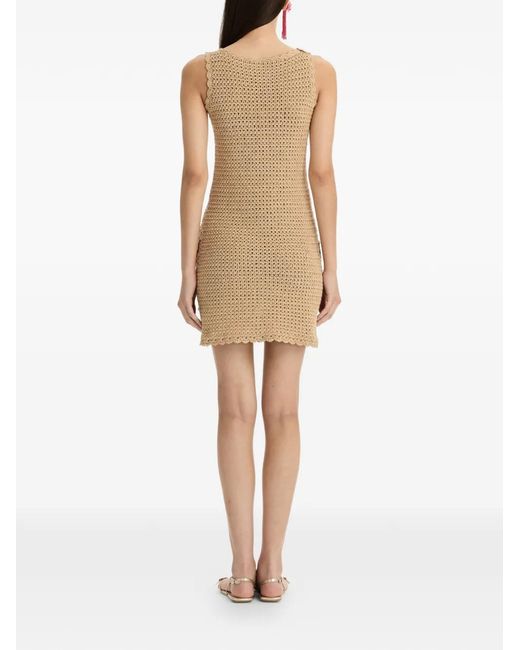 Oscar de la Renta Natural Flower-Motif Mini Dress