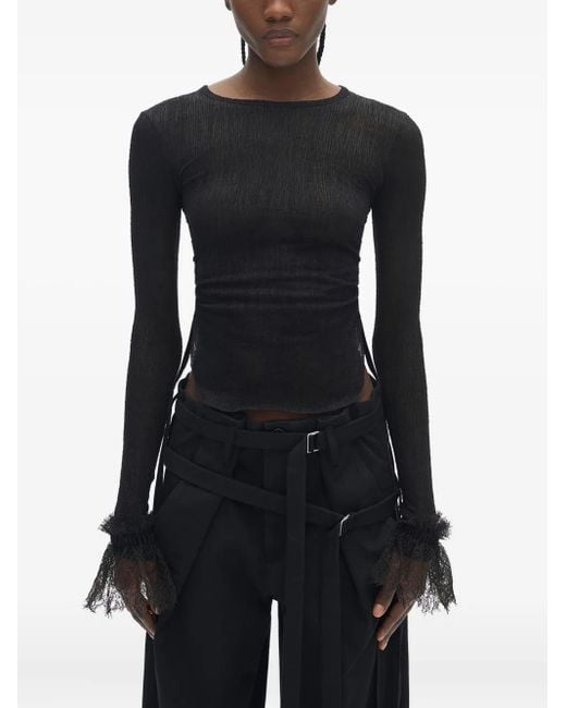 Ann Demeulemeester Black Lace-Detail Top