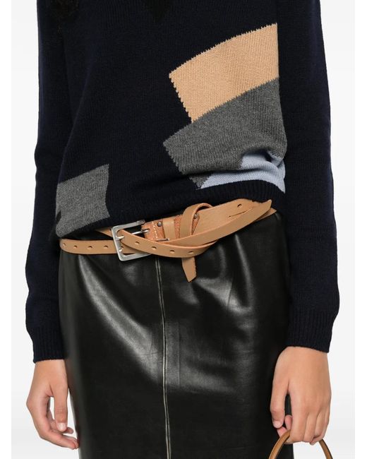 Prada Black Geometric-Pattern V-Neck Jumper