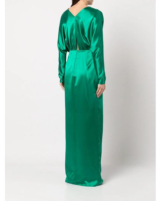 Michelle Mason Green Twist-Detail Silk Gown