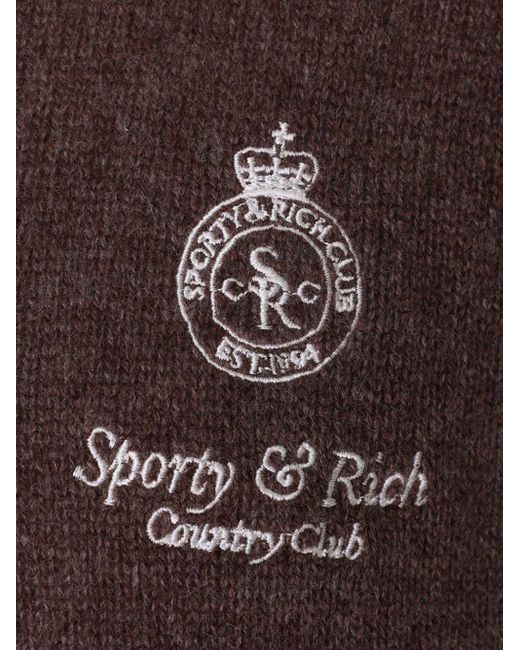 Sporty & Rich Brown Logo-embroidered Knit Hoodie
