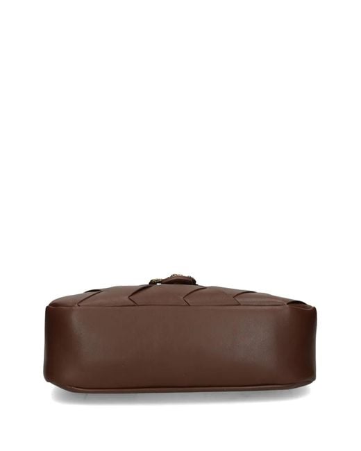 Just Cavalli Brown Woven Snake-Detail Bag