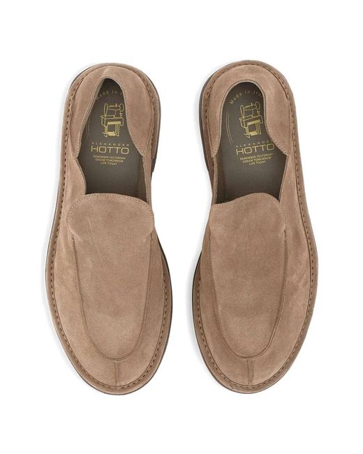 Alexander Hotto Brown Foldable-Heel Suede Loafers for men