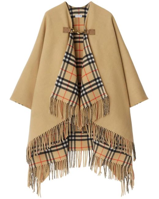 Burberry チェック ケープ Natural