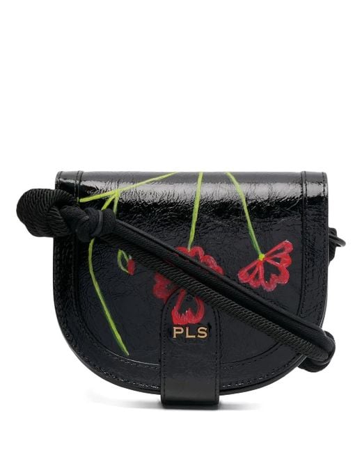 Philosophy Di Lorenzo Serafini Black Floral-Print Satchel Bag