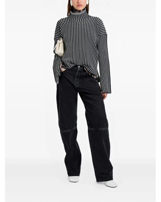 Proenza Schouler Black Ladder Stripe Knit Elysia Sweater