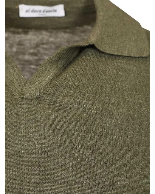 Al Duca D'aosta Green Fine-Knit Short-Sleeve Polo Shirt for men