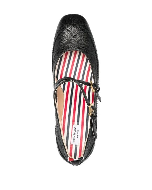 Thom Browne Black Pebble Grain Criss Cross Heeled Thom John