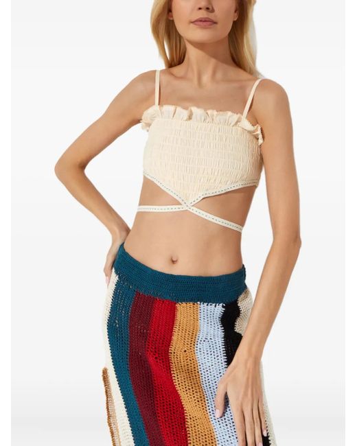 Top Amari con volantes Agua Bendita de color Blue