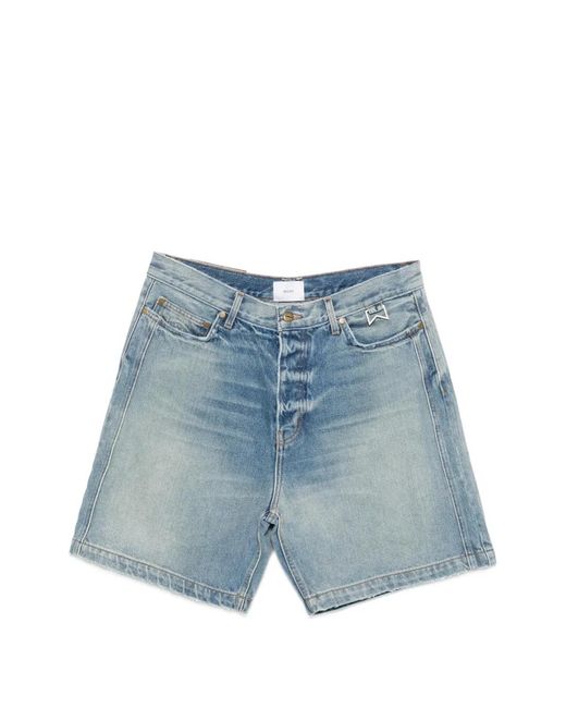 Rhude Blue Buttoned Denim Shorts for men