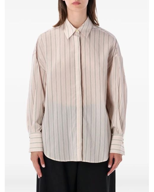 Sessun Natural Mabel Vertical-Stripe Shirt