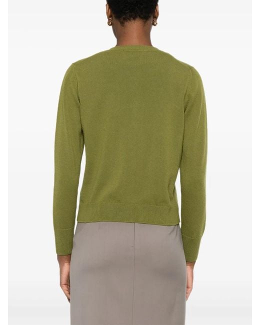 Alpha Studio Green Buttoned Round-Neck Cardigan