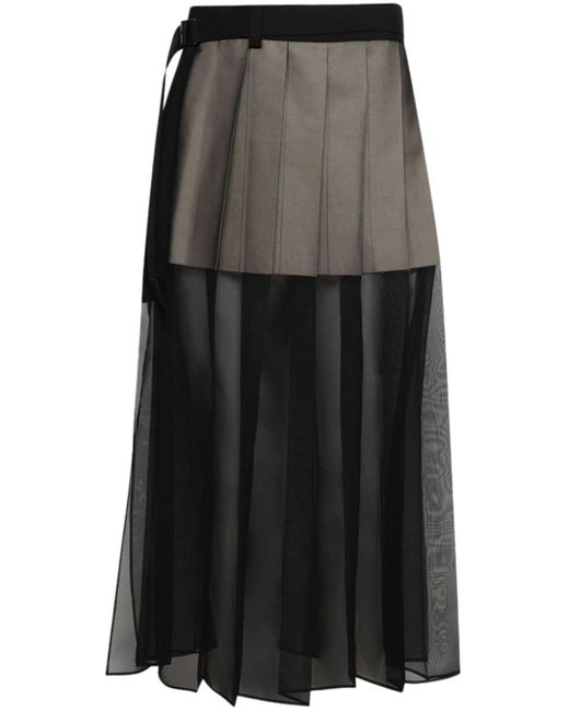 Sacai Black Layered Chiffon Skirt