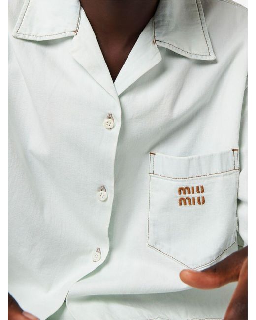 Camicia denim chambray di Miu Miu in White