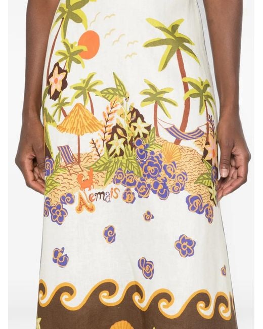 ALÉMAIS Metallic Island Cove Ballet Midi Dress