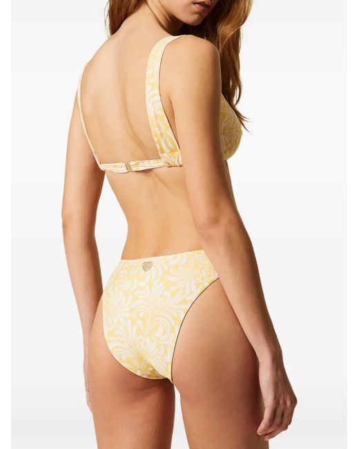 Twinset Natural Bandeau Bikini Top With Botanical Print
