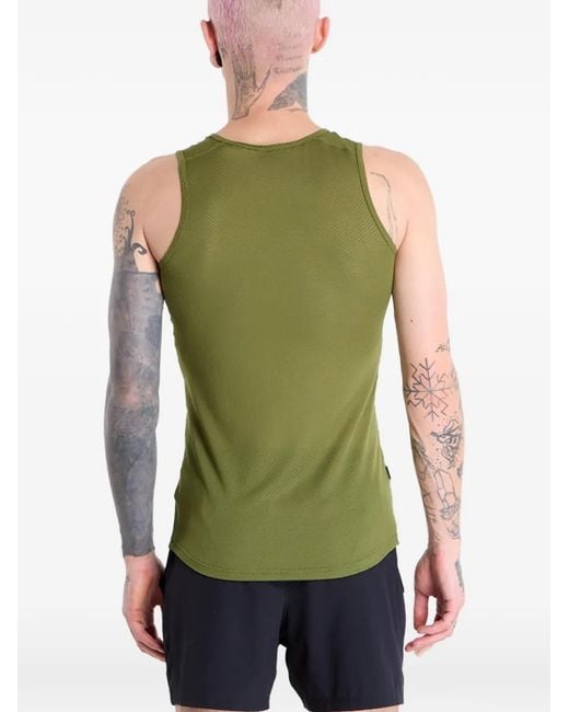Saysky Green Mesh Base Layer Logo-Print Singlet