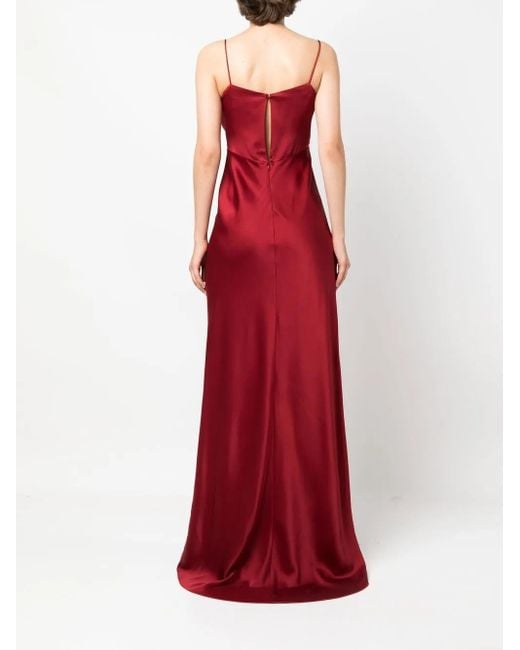 Max Mara Vネック サテンイブニングドレス Red