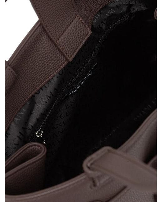 ARMANI EXCHANGE Black Logo-Plaque Pebbled-Texture Tote Bag