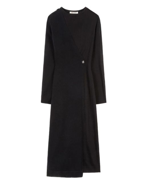 Ports 1961 Black Asymmetrical Buttoned Midi Dress