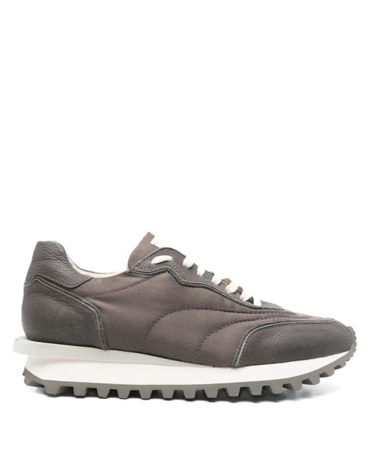 Eleventy Gray Panelled Lace-Up Trainers for men