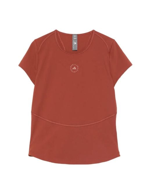 Adidas By Stella McCartney Red Logo-Print T-Shirt