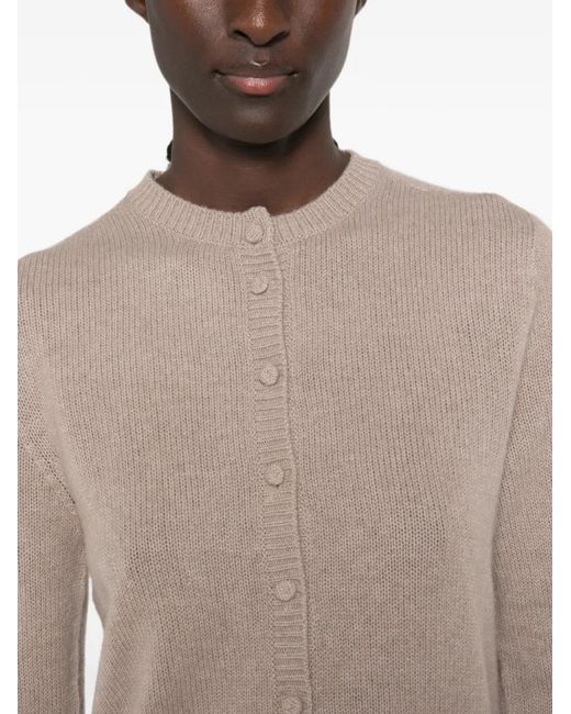 Fabiana Filippi Natural Button-Up Ribbed-Trim Cardigan