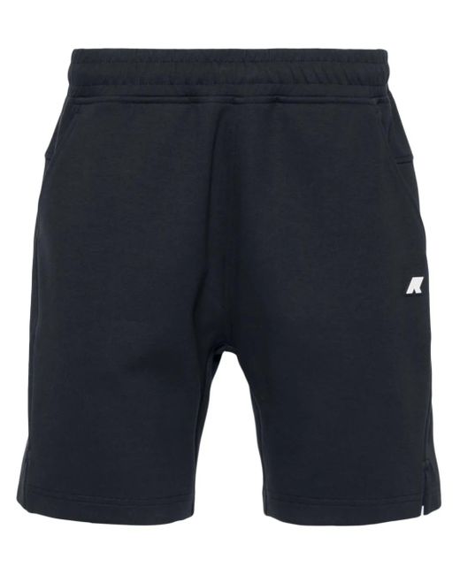 K-Way Blue Rubberised-Logo Track Shorts for men