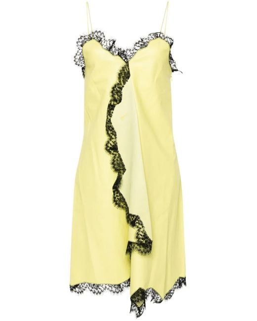 Off-White c/o Virgil Abloh Yellow Leather Lace-Detail Dress