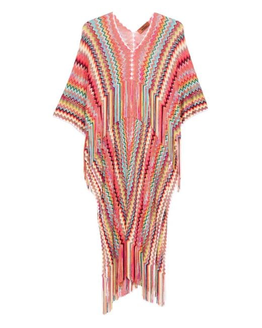 Missoni Red Chevron-Knit Poncho