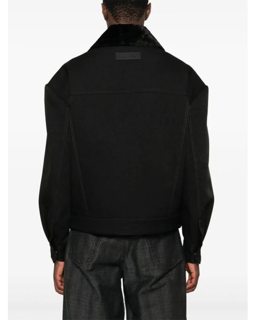 Feng Chen Wang Jack Met Bontkraag En Rits in het Black voor heren