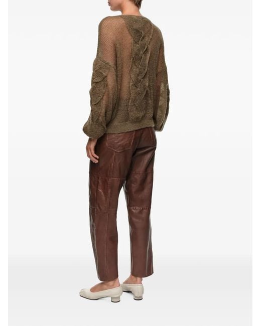 Bimba Y Lola Brown Pull En Maille Torsadée En Mohair