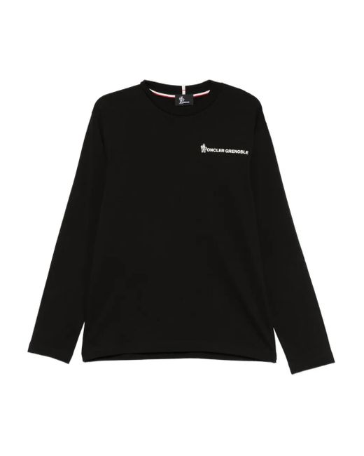 Felpa Con Logo Ricamato di Moncler in Black da Uomo