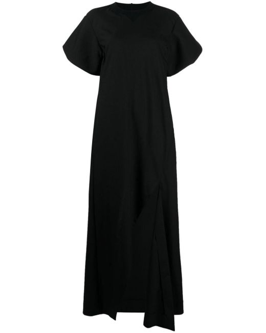 Sacai Black Puff-sleeve Maxi Dress