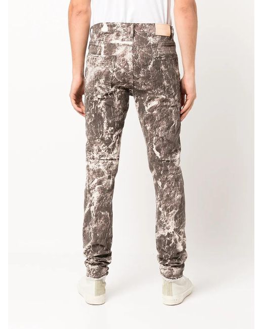 Purple Brand Gray Marble-Print Skinny Jeans for men