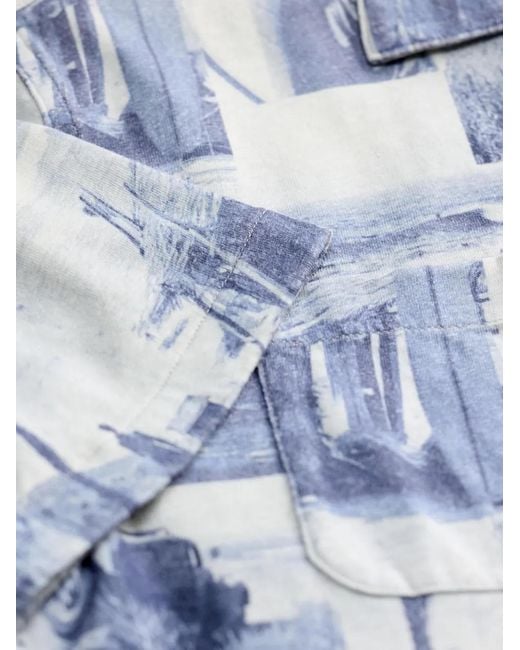 RRL Blue Chemise Imprimée À Manches Courtes for men