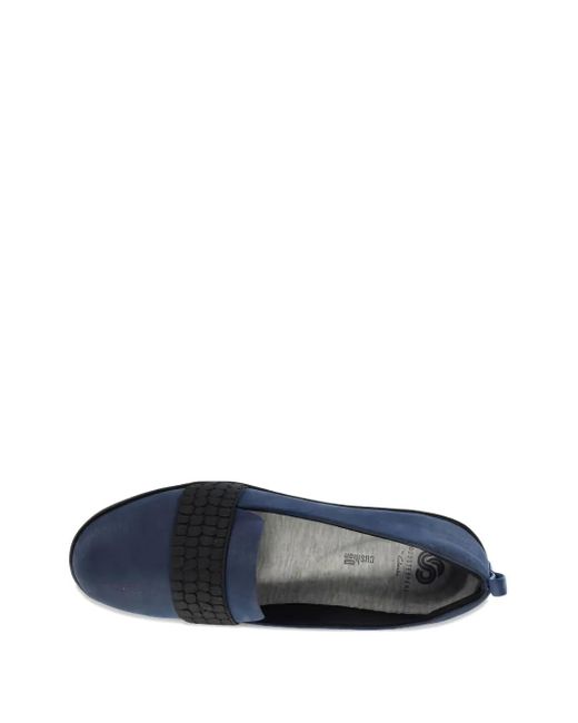 Clarks Blue Ayla Sloane Textured Flat
