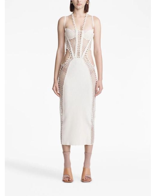 Dion Lee White Coral Crochet Dress