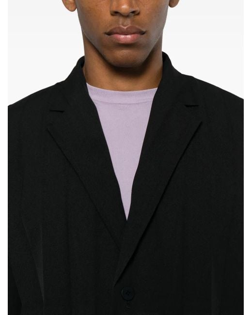 Homme Plissé Issey Miyake Black Pleated Buttoned Blazer for men