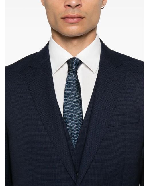 Boss Blue Mini-Check Three-Piece Suit for men