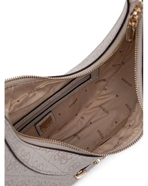 Guess White Lindsey Monogram-Print Curved Shoulder Bag