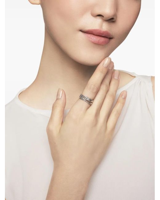 David Yurman White Sterling X Crossover Diamond Band Ring (6Mm)