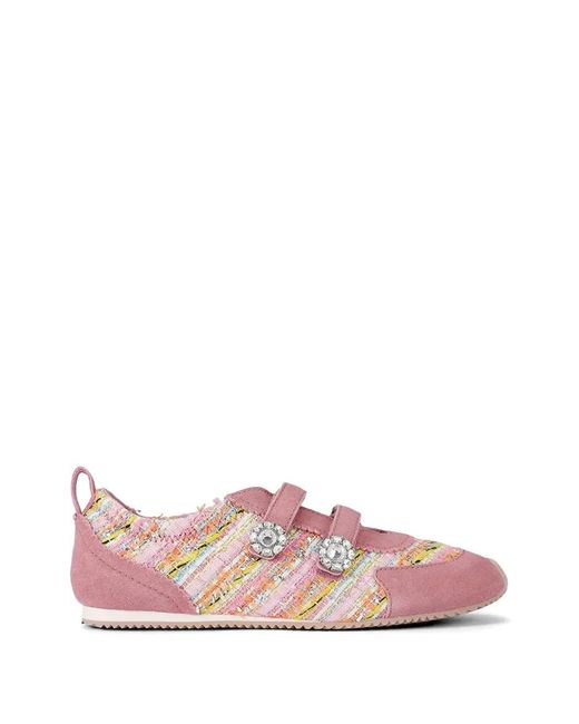 Kurt Geiger Pink Islington Mary Jane Crystal-Embellished Sneakers