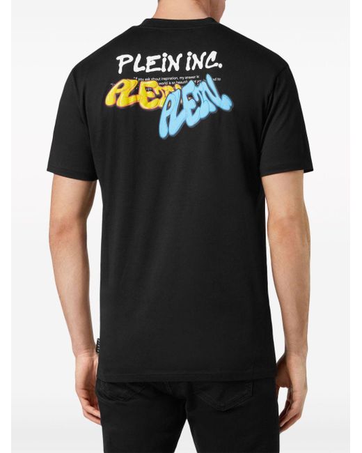 Philipp Plein Black Bombing Graffiti Cotton T-shirt for men
