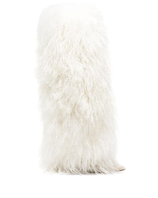 Paris Texas White Furry Stiletto Boots, Ankle Boots