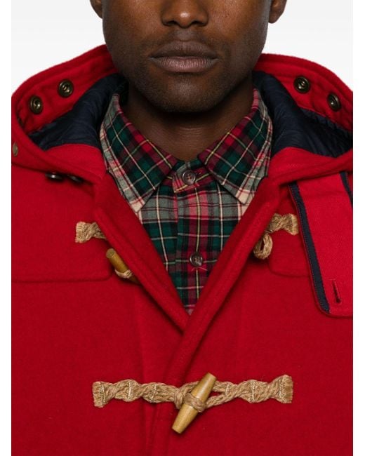 Polo Ralph Lauren Wool Duffle Coat in Red for Men | Lyst