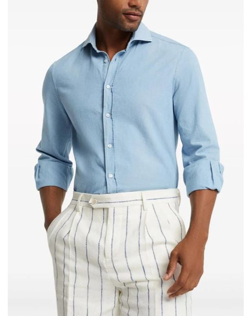 Brunello Cucinelli Button-Down Overhemd in het Blue voor heren