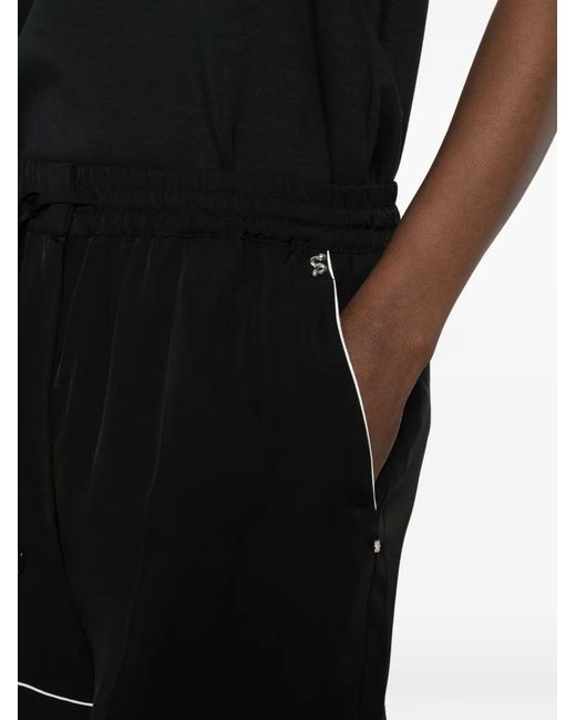 Sportmax Black Piped Drawstring Shorts